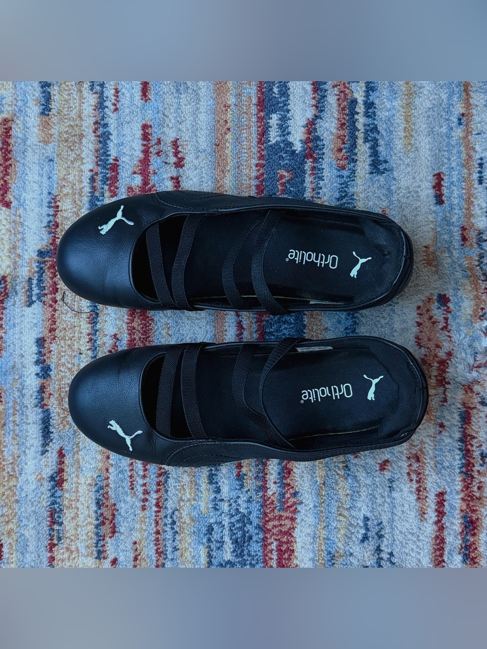 Puma Black Women's Ballet Flats with Elastic Cross Straps